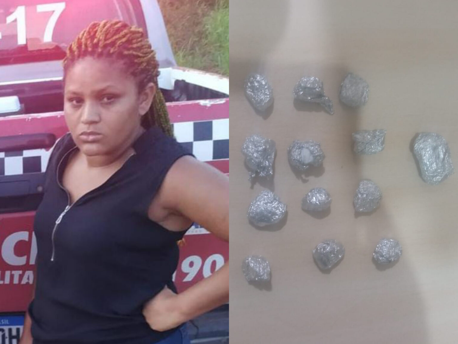 Mulher é presa em carroceria de caminhonete com porções de crack