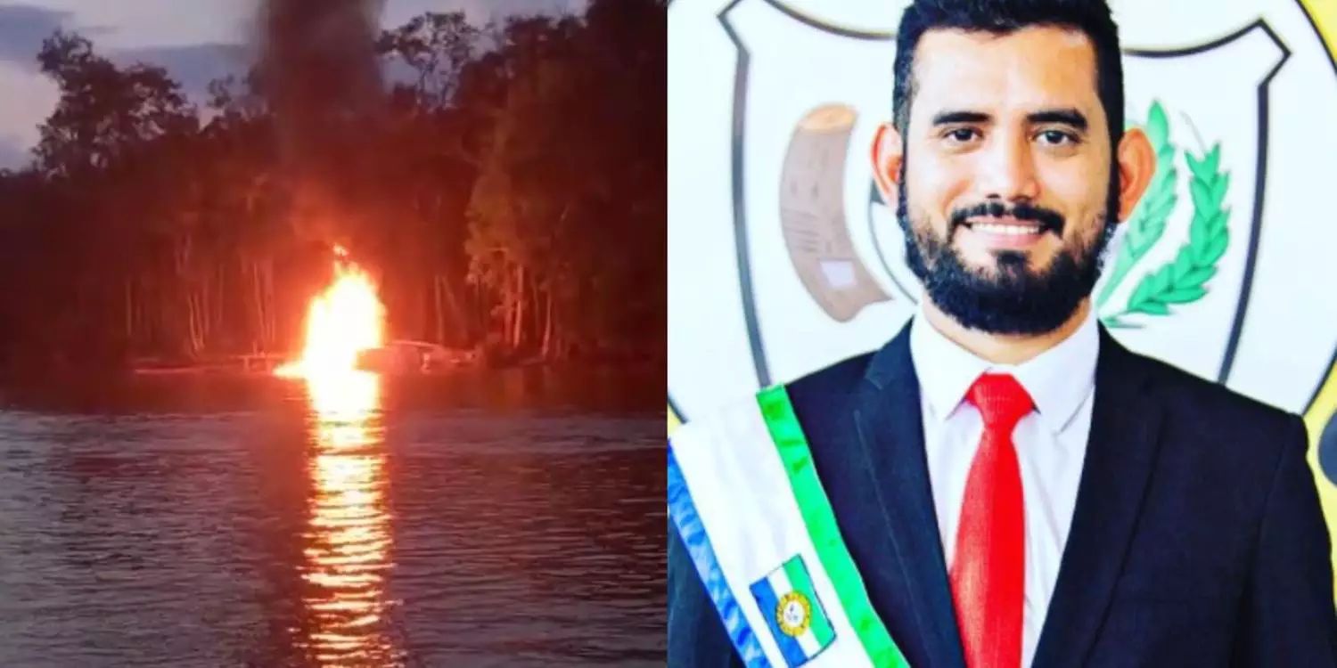 Lancha pega fogo com prefeito dentro no Pará
