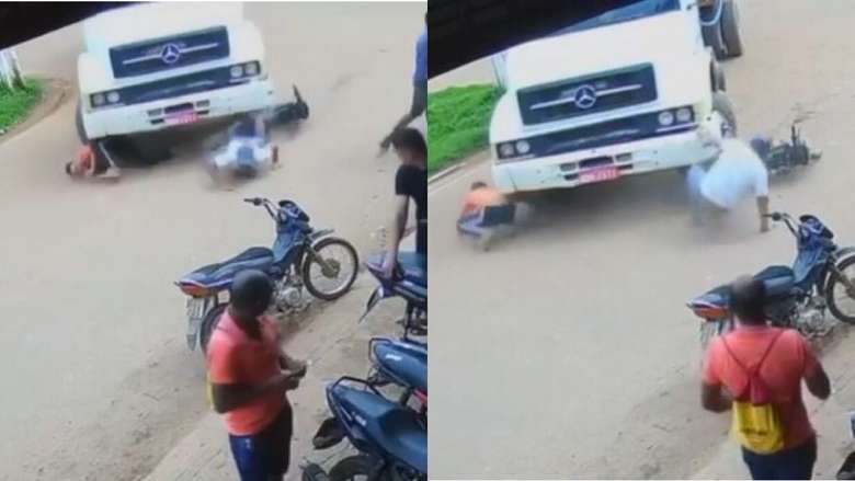 Homens escapam da morte ao cair embaixo de caminhão no sudeste do Pará