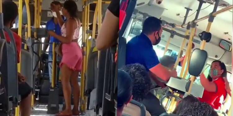VÍDEO: Mulher se recusa a colocar máscara dentro ônibus e causa confusão