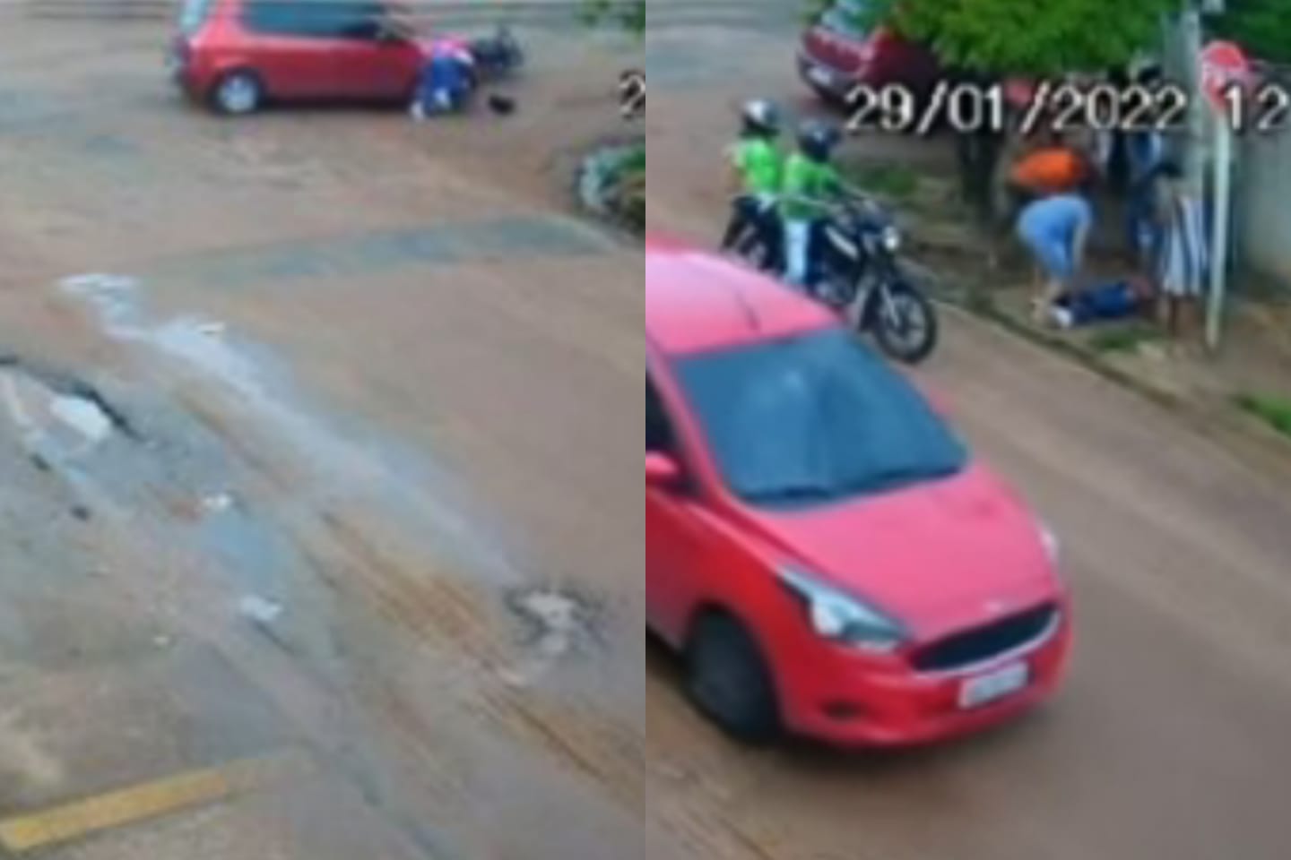 VÍDEO: Motociclista é arremessada e cai dentro de bueiro após acidente no Pará