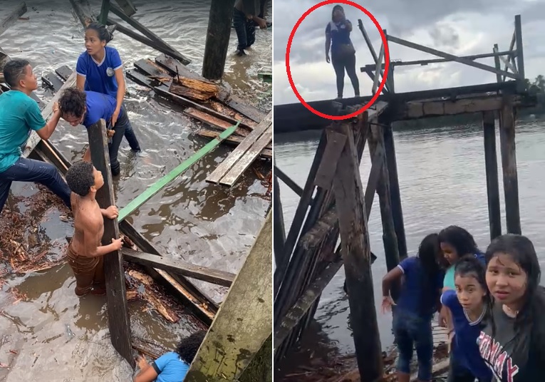 VÍDEO: Ponte desaba e deixa estudante em estado grave no interior do Pará