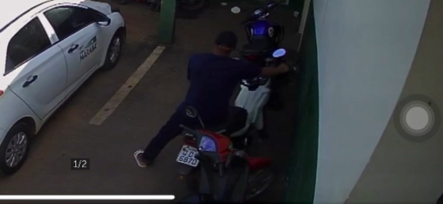 Câmeras registram furto de moto no estacionamento da Seaspac, em Marabá