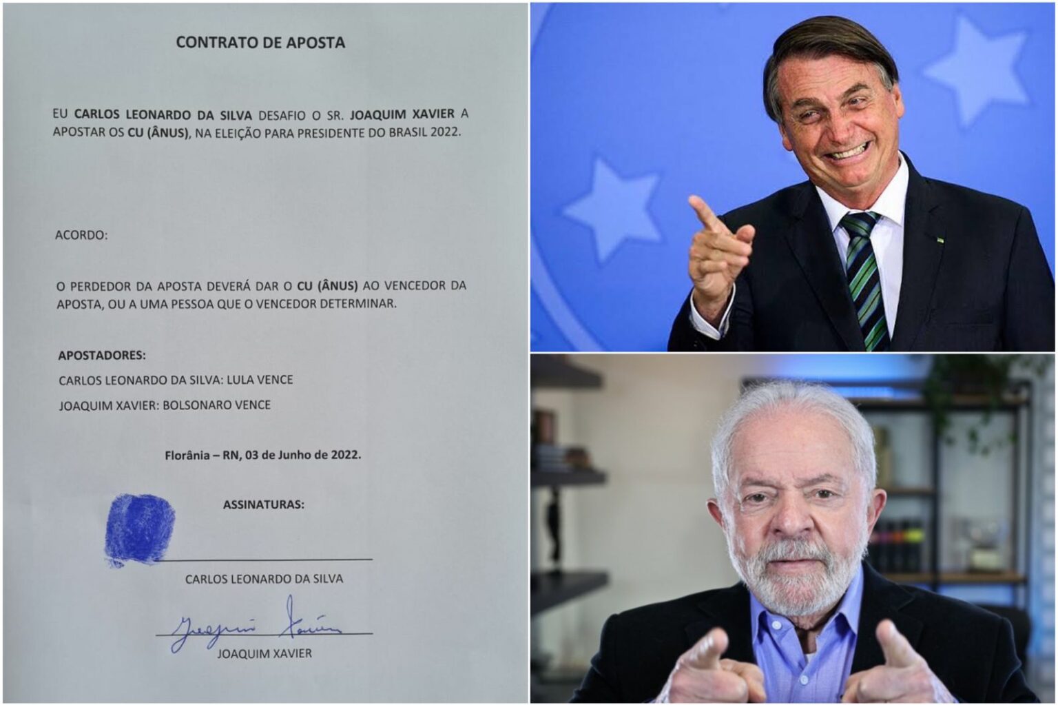 Homens apostam o ânus na disputa entre Bolsonaro e Lula