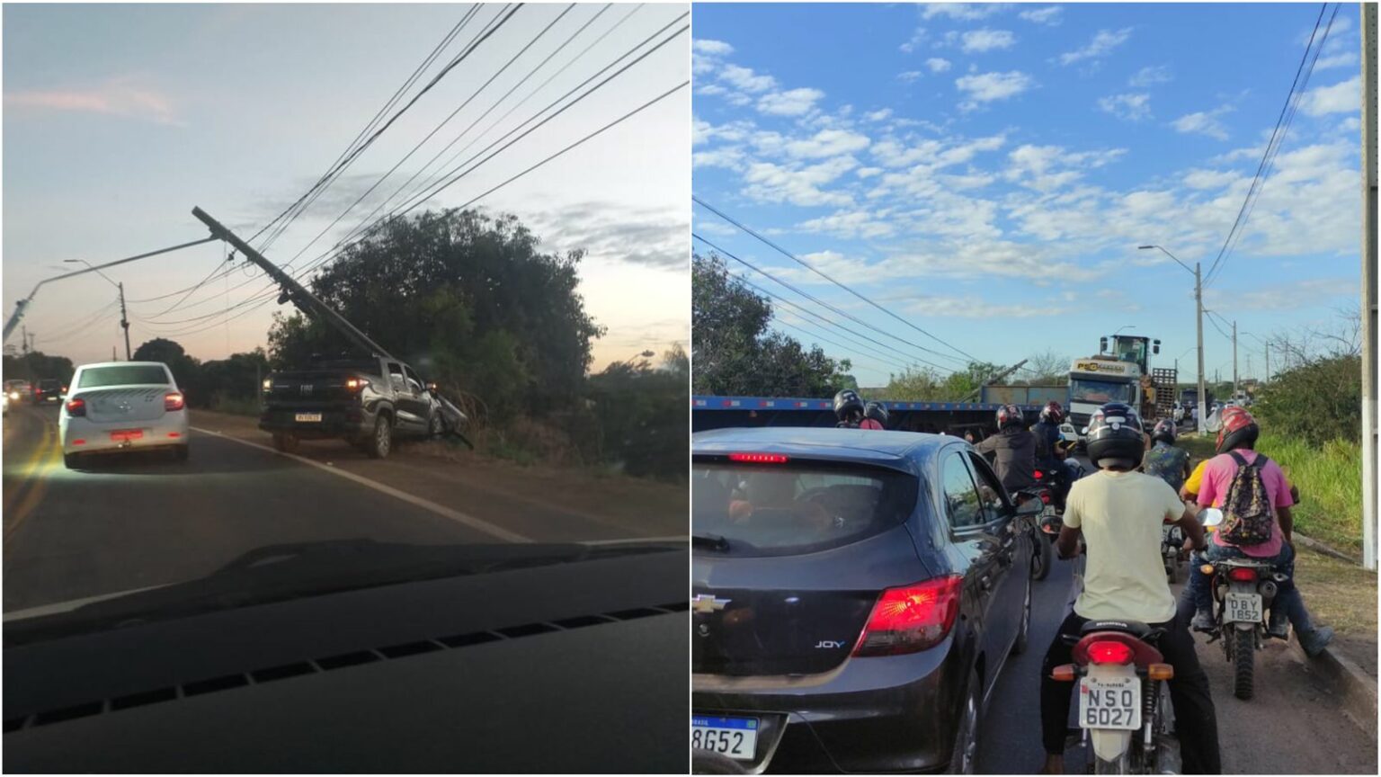 VÍDEO: Motorista colide picape contra poste e interdita ponte do Rio Tocantins
