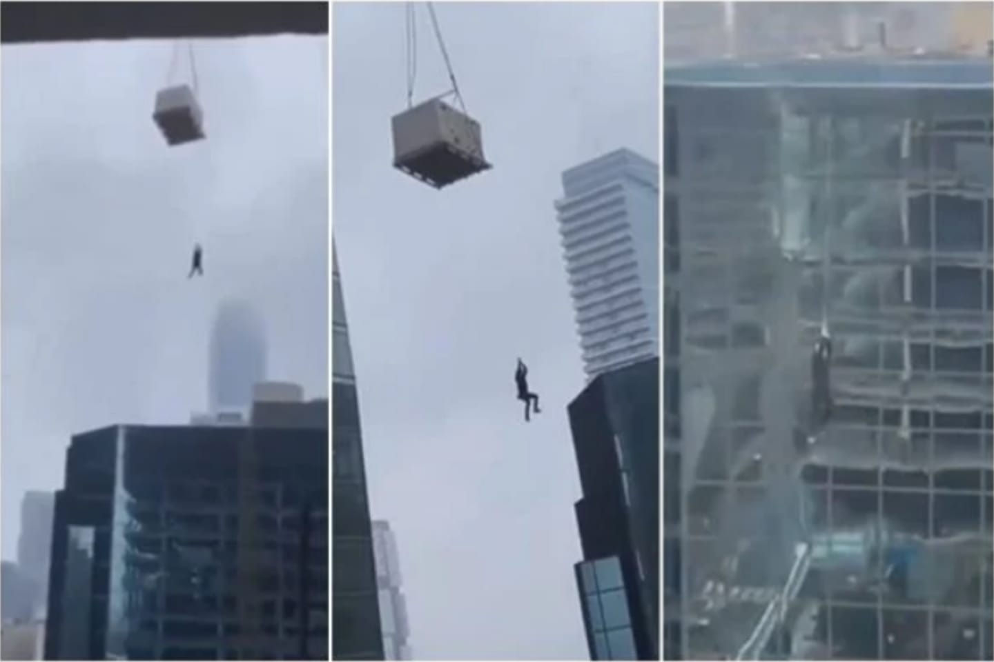 VÍDEO: Operário sofre acidente e fica pendurado a 100 metros de altura