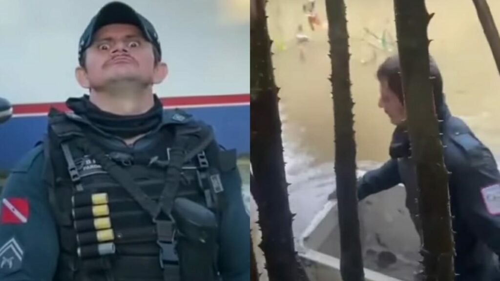 Policial viraliza nas redes sociais com expressão de ‘malvado’ e destemido; assista