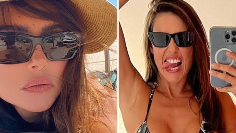 Deborah Secco curte praia de fio-dental milimétrico