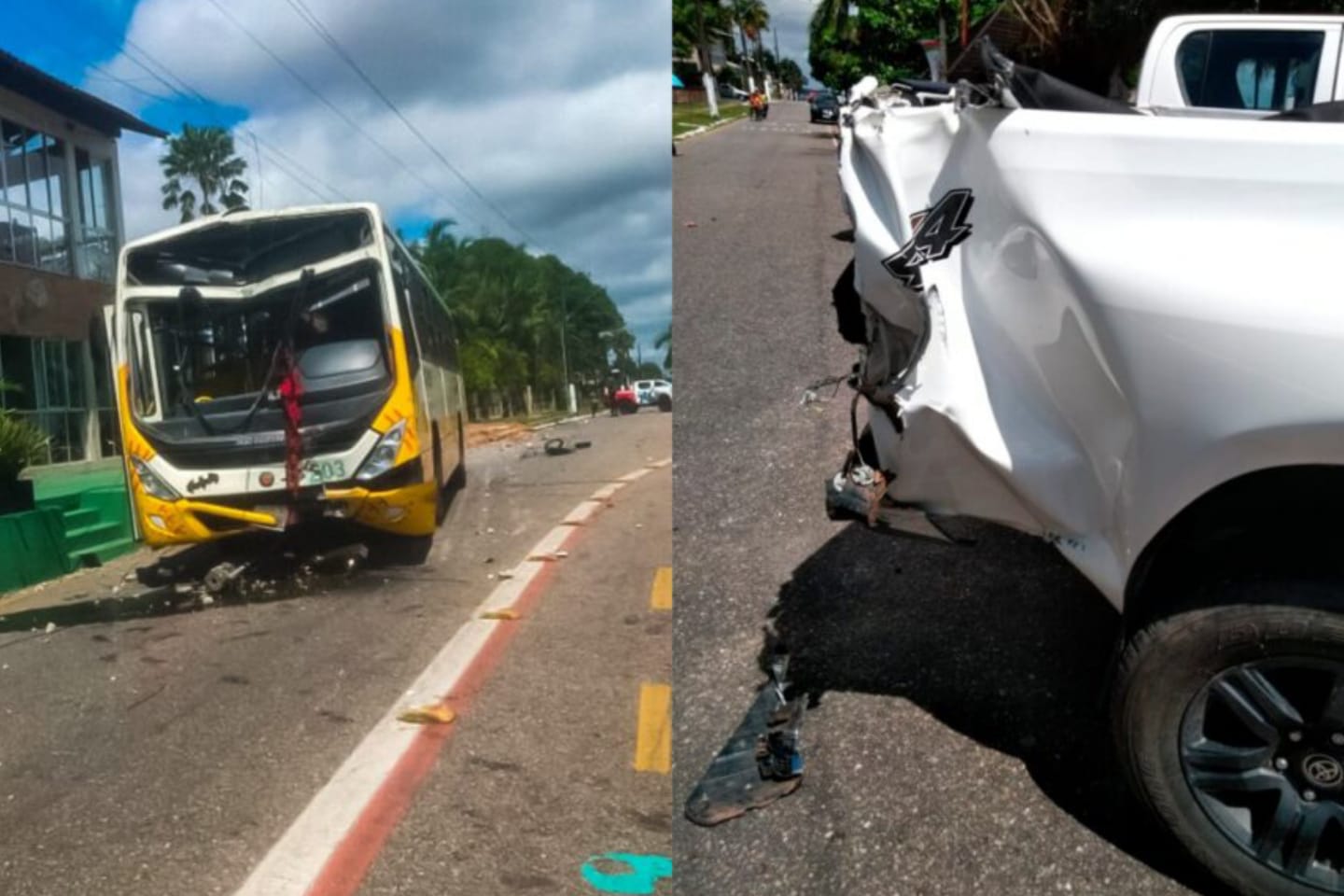 Ônibus se envolve em acidente com carro de passeio no Pará