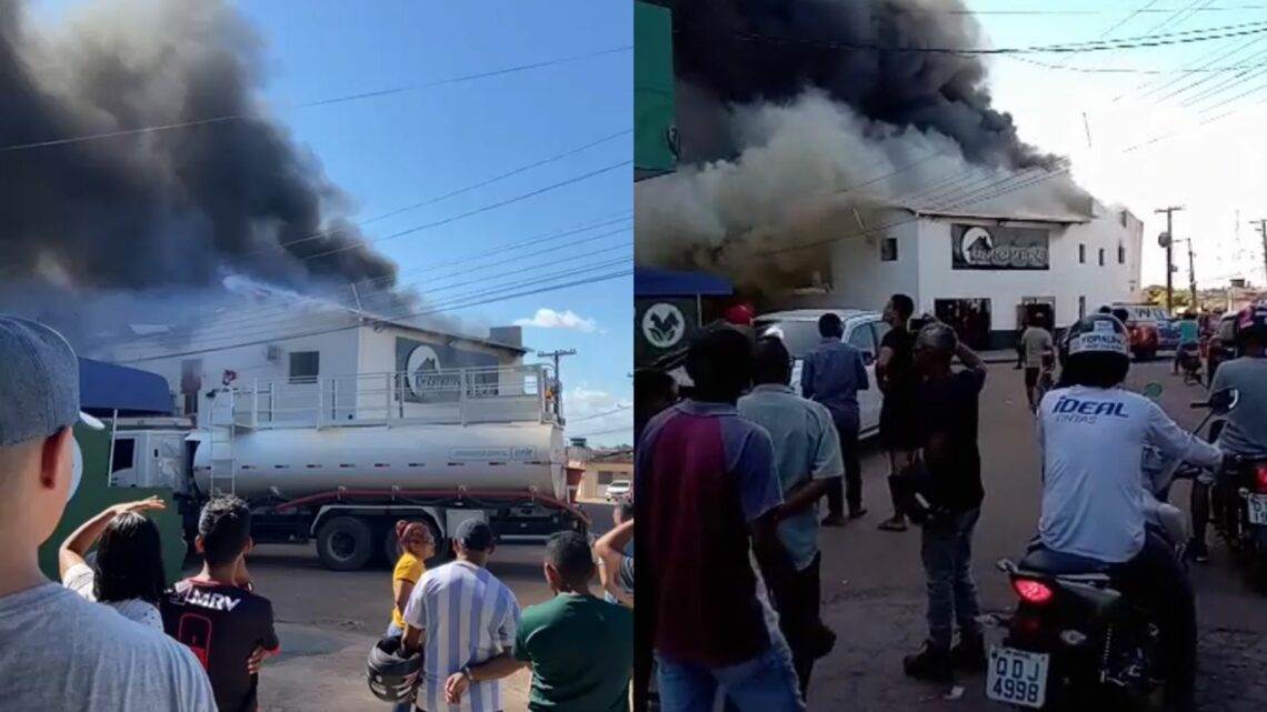 VÍDEO: Fogo consome prédio comercial em Marabá
