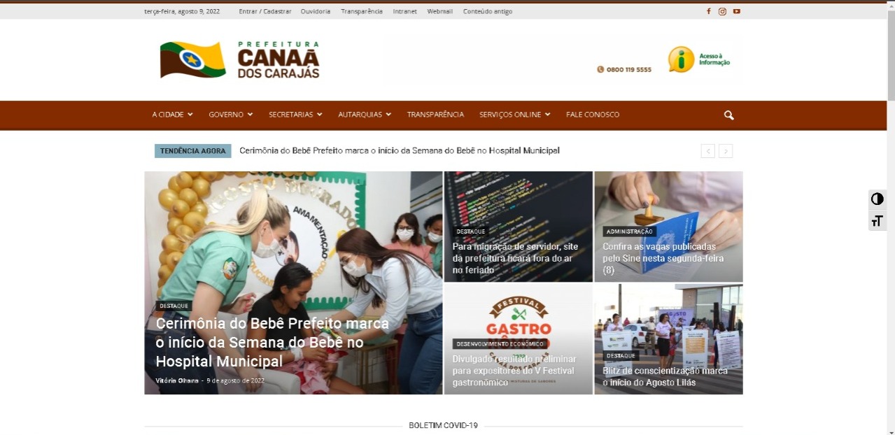 Site da Prefeitura de Canaã dos Carajás fica fora do ar para mudança de servidor