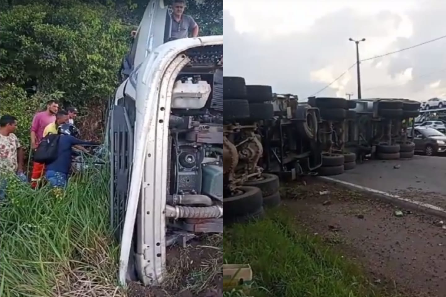 Motorista perde controle da direção e carreta tomba no interior do Pará