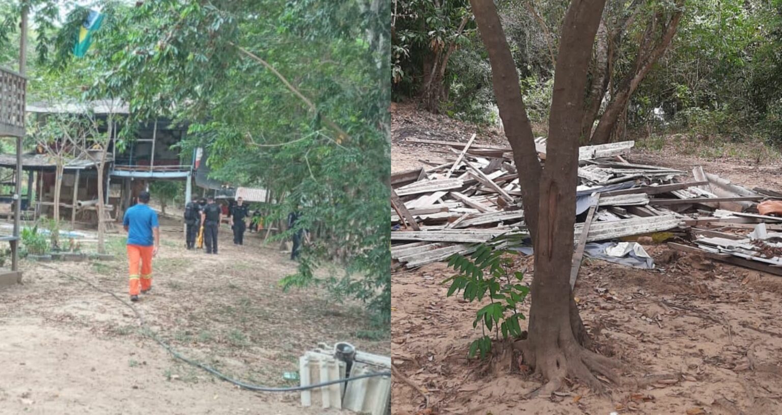Casas são destruídas às margens do Rio Tocantins, em Marabá
