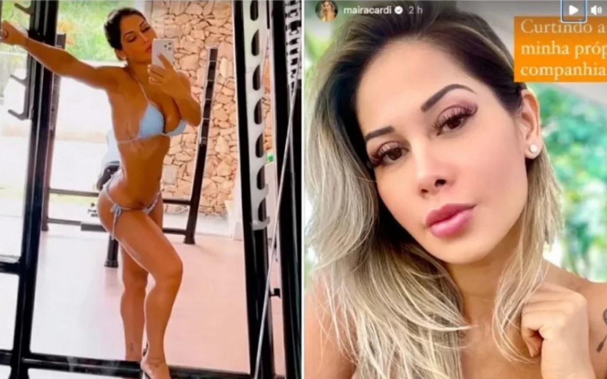 Maíra Cardi posa de biquíni e exibe bronzeado em dia: ‘Curtindo minha companhia’