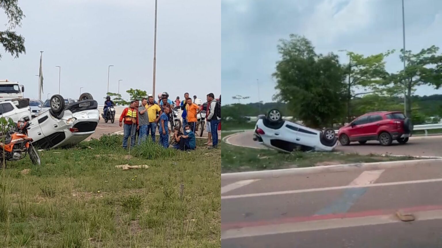 VÍDEO: Carro capota em interseção na BR-230, em Marabá