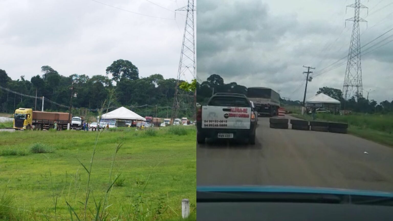 VÍDEO: Caminhoneiros colocam pneus na BR-155, em Marabá