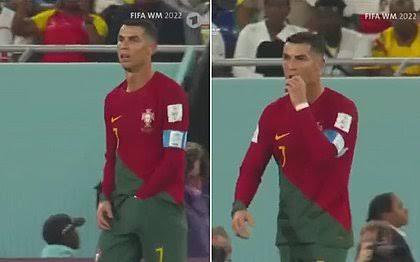 Vídeo: Cristiano Ronaldo tira ‘lanchinho’ da cueca durante jogo de Portugal