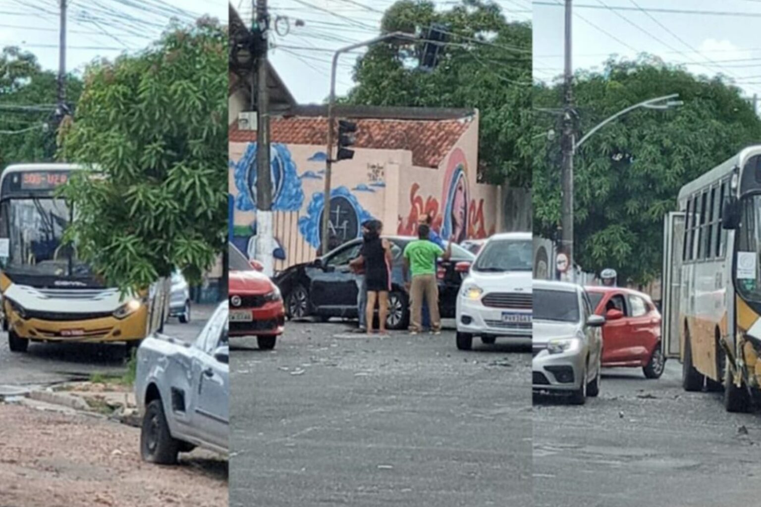 Colisão entre ônibus e carro deixa trânsito lento no Pará