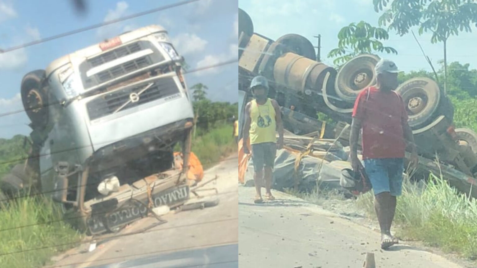 Carreta tomba na BR-230 próximo a Marabá