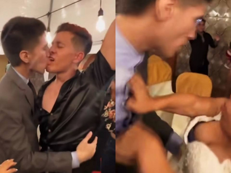 Noivo beija convidado em festa de casamento, apanha da noiva e culpa bebida