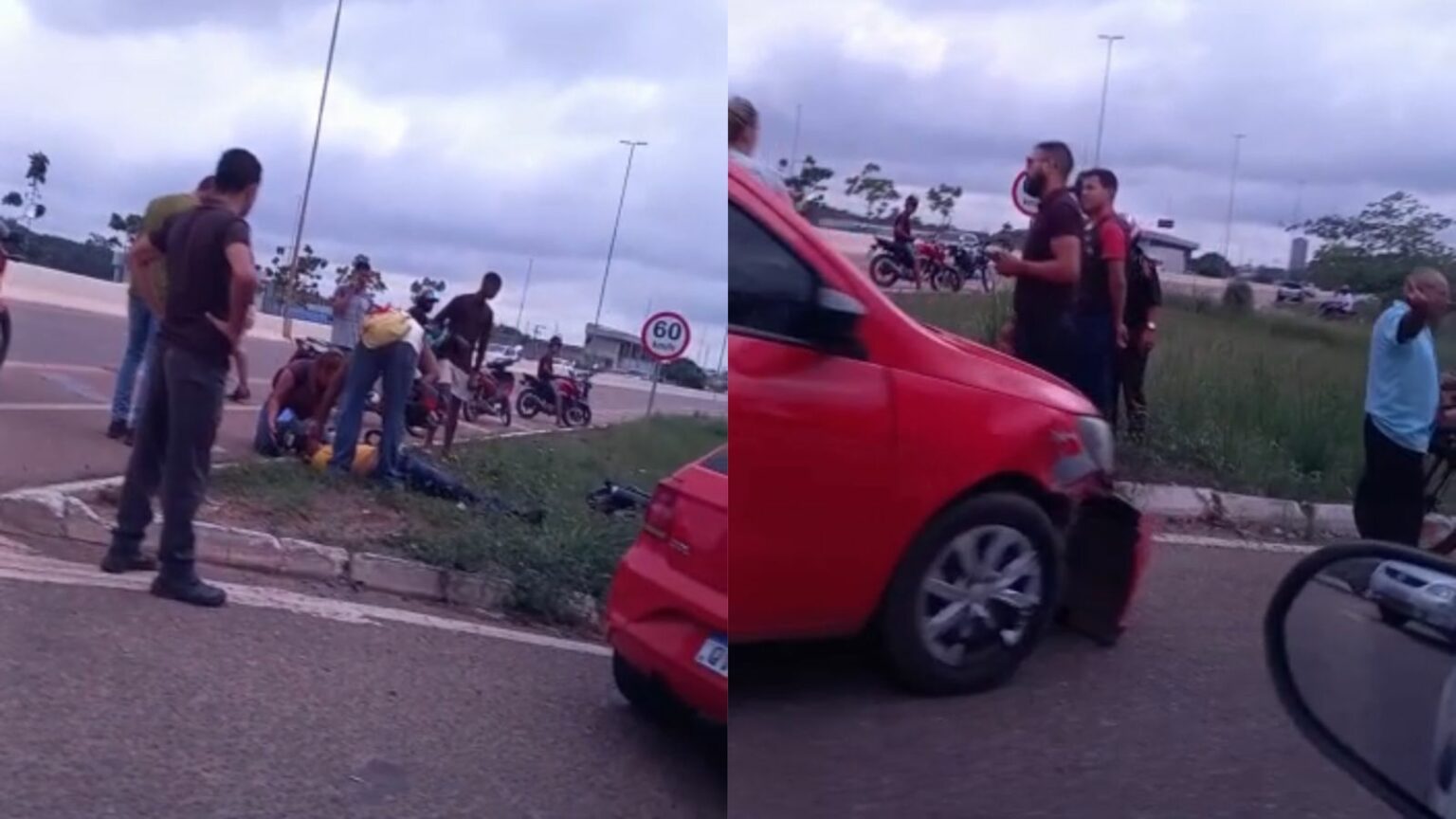 Carro fica com dianteira destruída após colisão com motociclista na BR-230