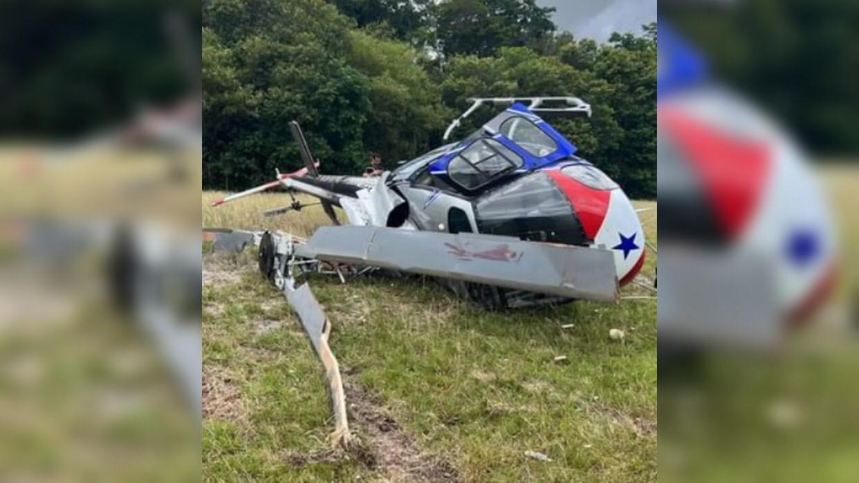 Helicóptero do Governo do Pará cai durante treinamento na Ilha de Outeiro