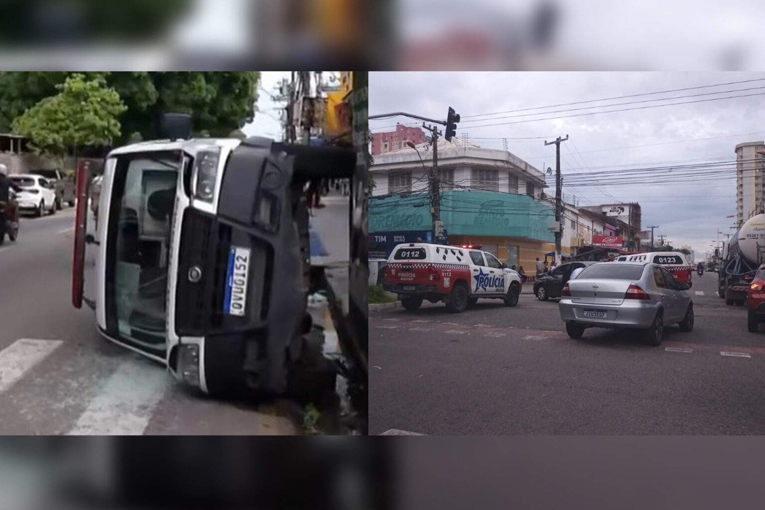 Ambulância capota após colisão com carro no Pará