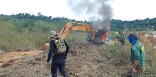 Polícia Federal e Ibama destroem máquinas de garimpo no sudoeste do Pará