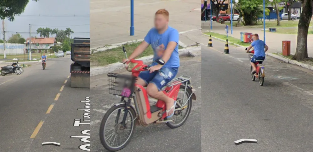 Paraense persegue carro do Google de bicicleta e aparece no Street View