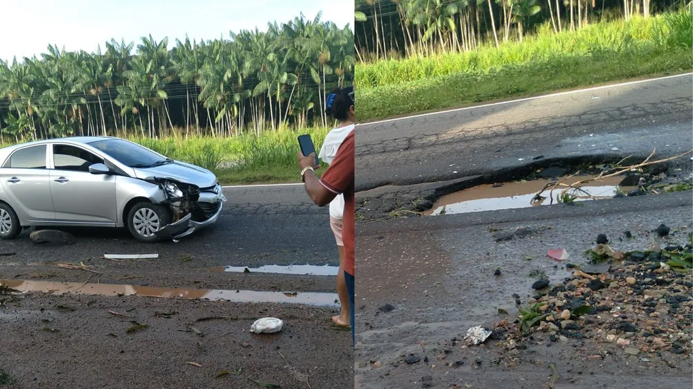 Acidente com quatro veículos pode ter sido causado por buraco em rodovia no Pará
