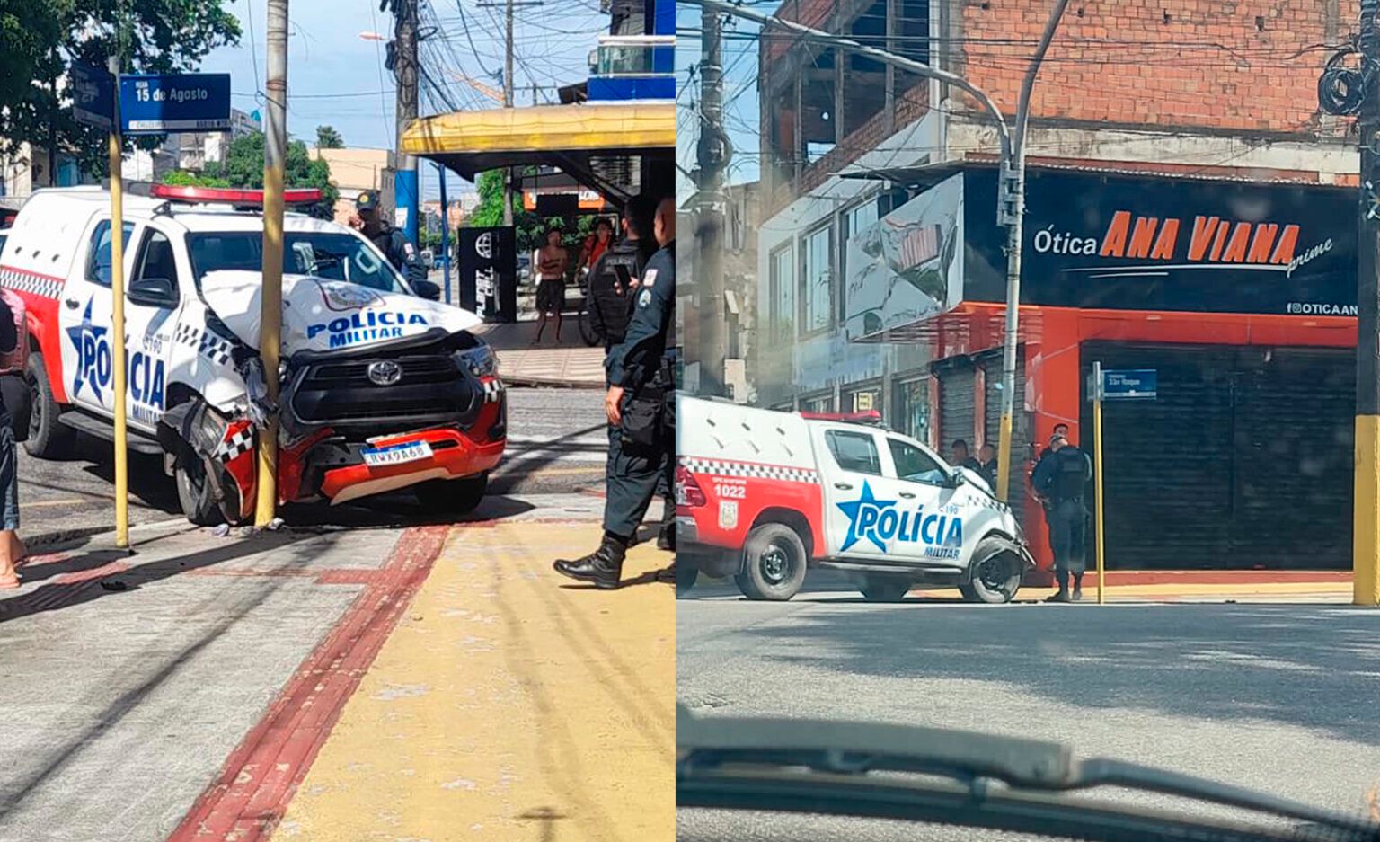 Viatura bate contra poste e deixa dois policiais feridos no Pará
