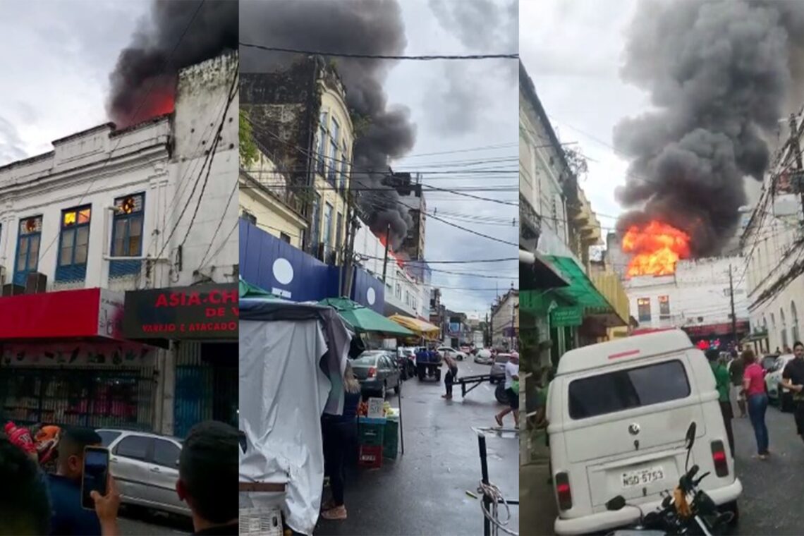 VÍDEOS: Incêndio atinge loja do Comércio em Belém