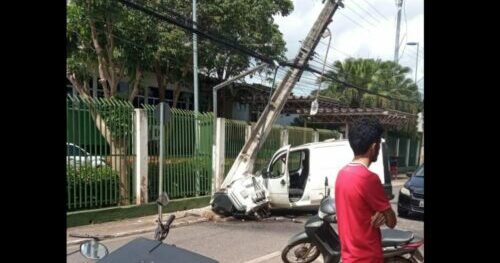 Carro derruba poste e interrompe energia elétrica do Hospital Materno infantil em Marabá