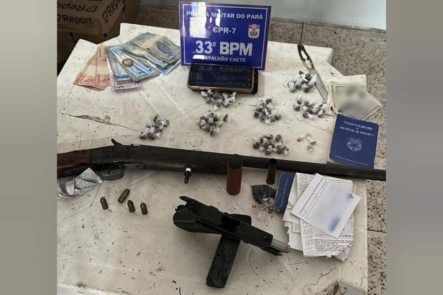 PM prende trio com drogas e armas de fogo no Pará