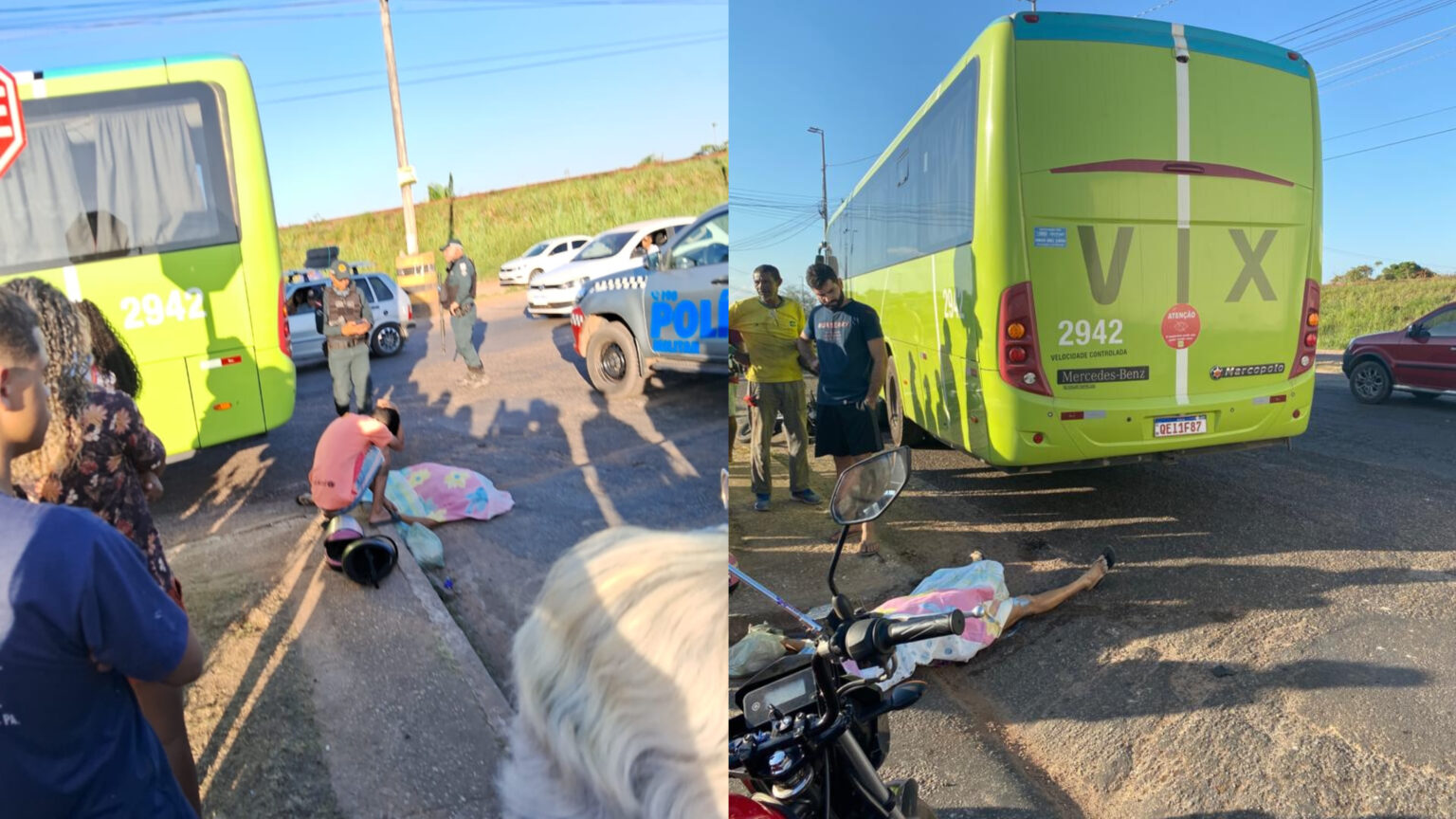 Mulher morre em colisão entre ônibus e moto na Folha 5