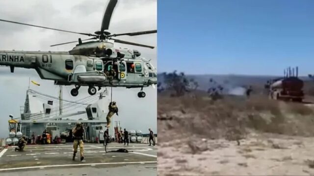Helicóptero da Marinha cai durante treinamento e deixa mortos e feridos