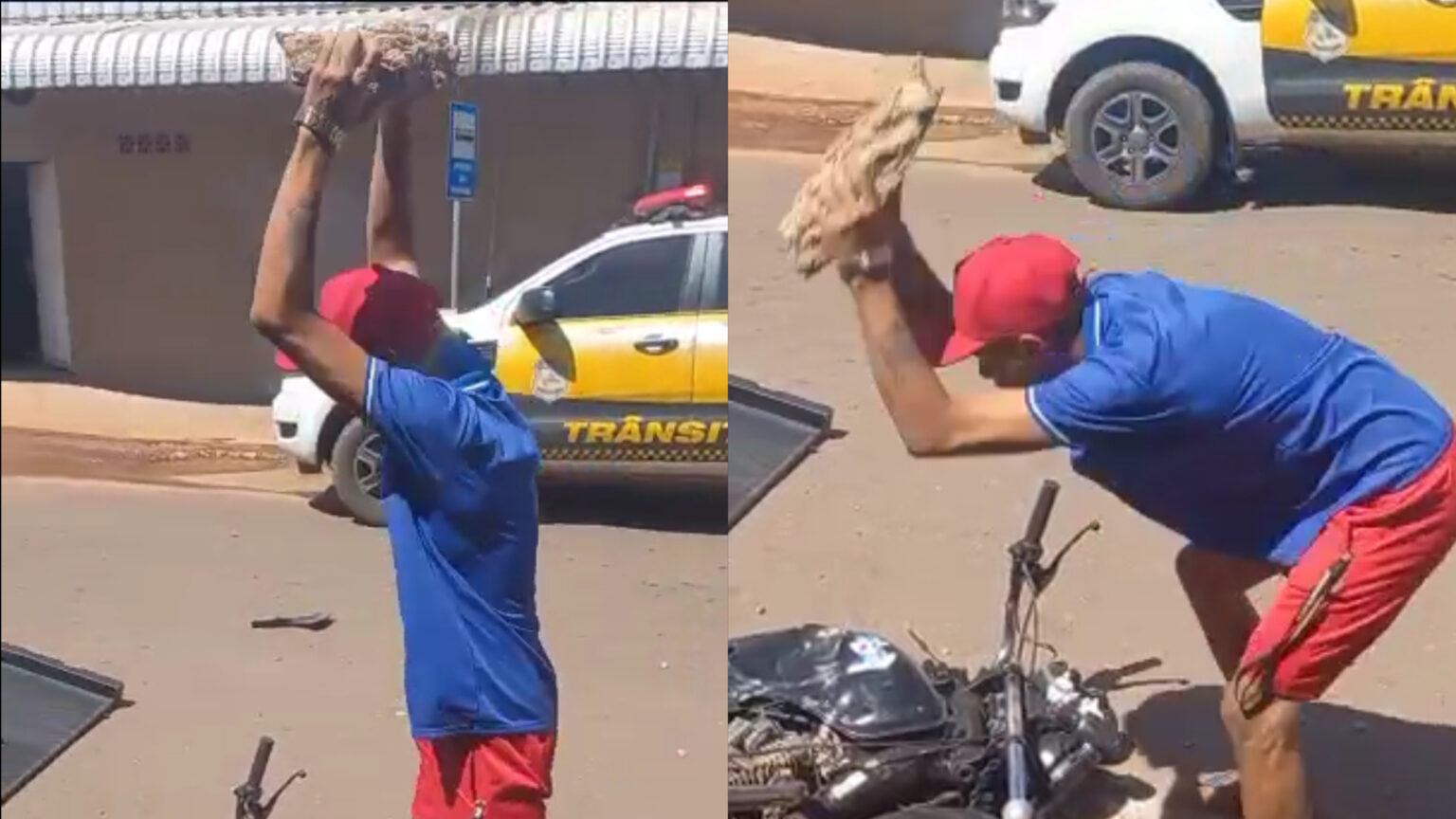 VÍDEO: Homem destrói motocicleta após apreensão pelo DMTU em Marabá