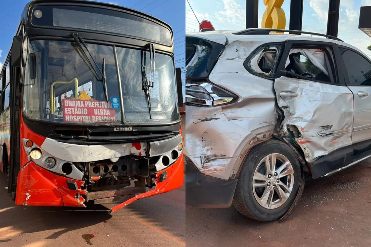 Carro é atingido por ônibus no oeste do Pará