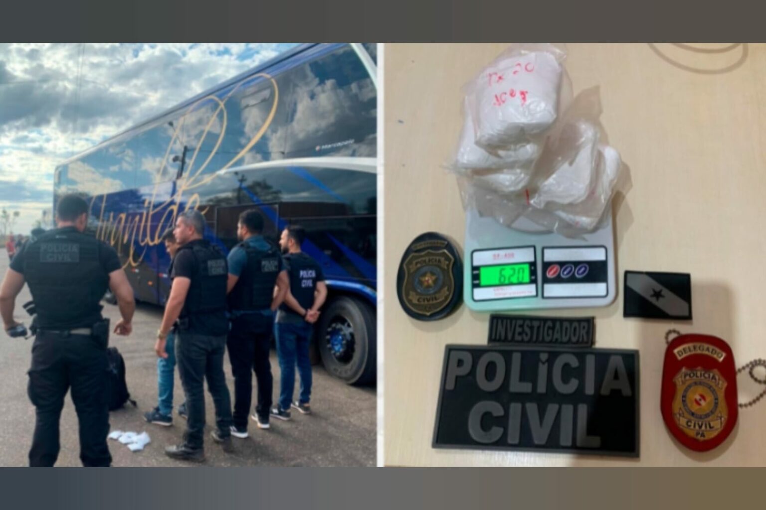 Passageiro é preso com drogas dentro de ônibus em Conceição do Araguaia