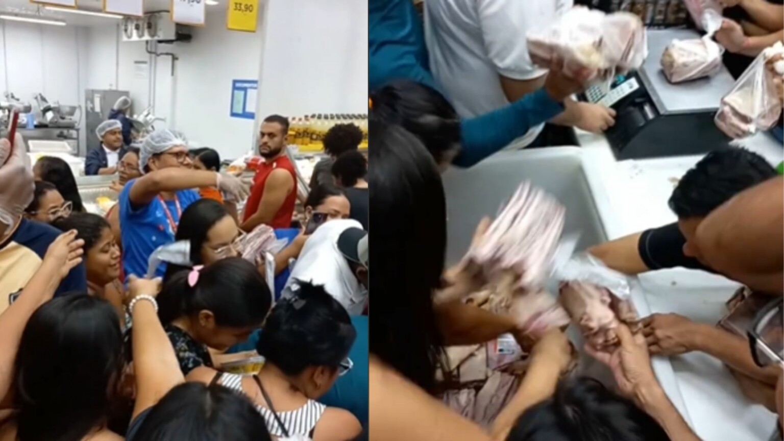 Vídeo: clientes provocam tumulto para comprar charque em supermercado no Pará