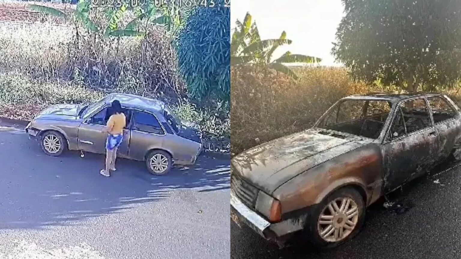 Vídeo: mulher põe fogo no carro do marido após briga