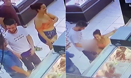 Vídeo: casal é flagrado fazendo sexo oral em fila de açougue