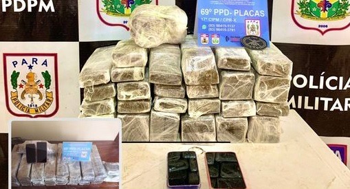 Passageira é presa com cerca de 33,5 kg de drogas em ônibus abordado pela PM