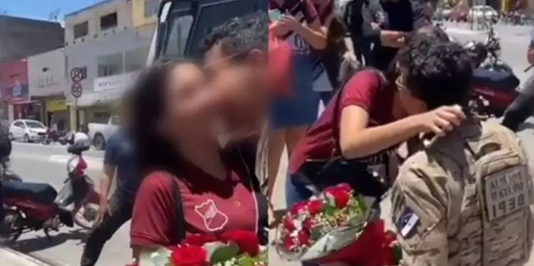 Vídeo: PM pede menina de 15 anos em casamento na porta de escola
