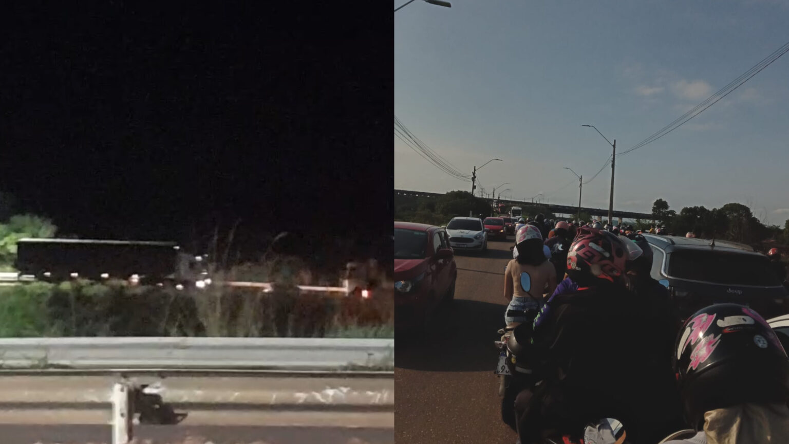 Carretas atravessam ponte do Rio Tocantins na contramão e causam engarrafamento