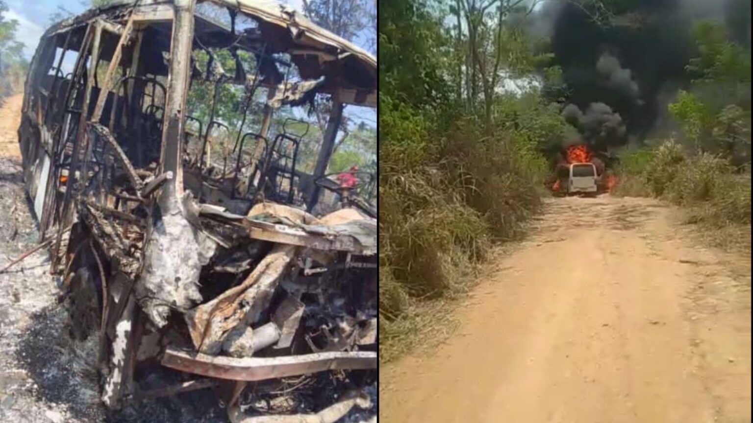Vídeo: van escolar fica destruída após pegar fogo em Itupiranga
