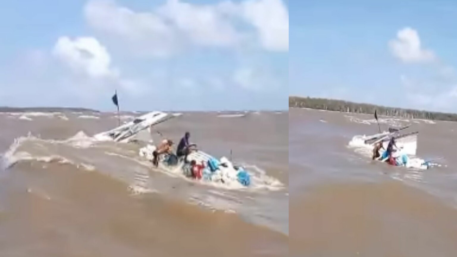 Vídeo: barco vira e pescadores ficam em cima da embarcação no Pará