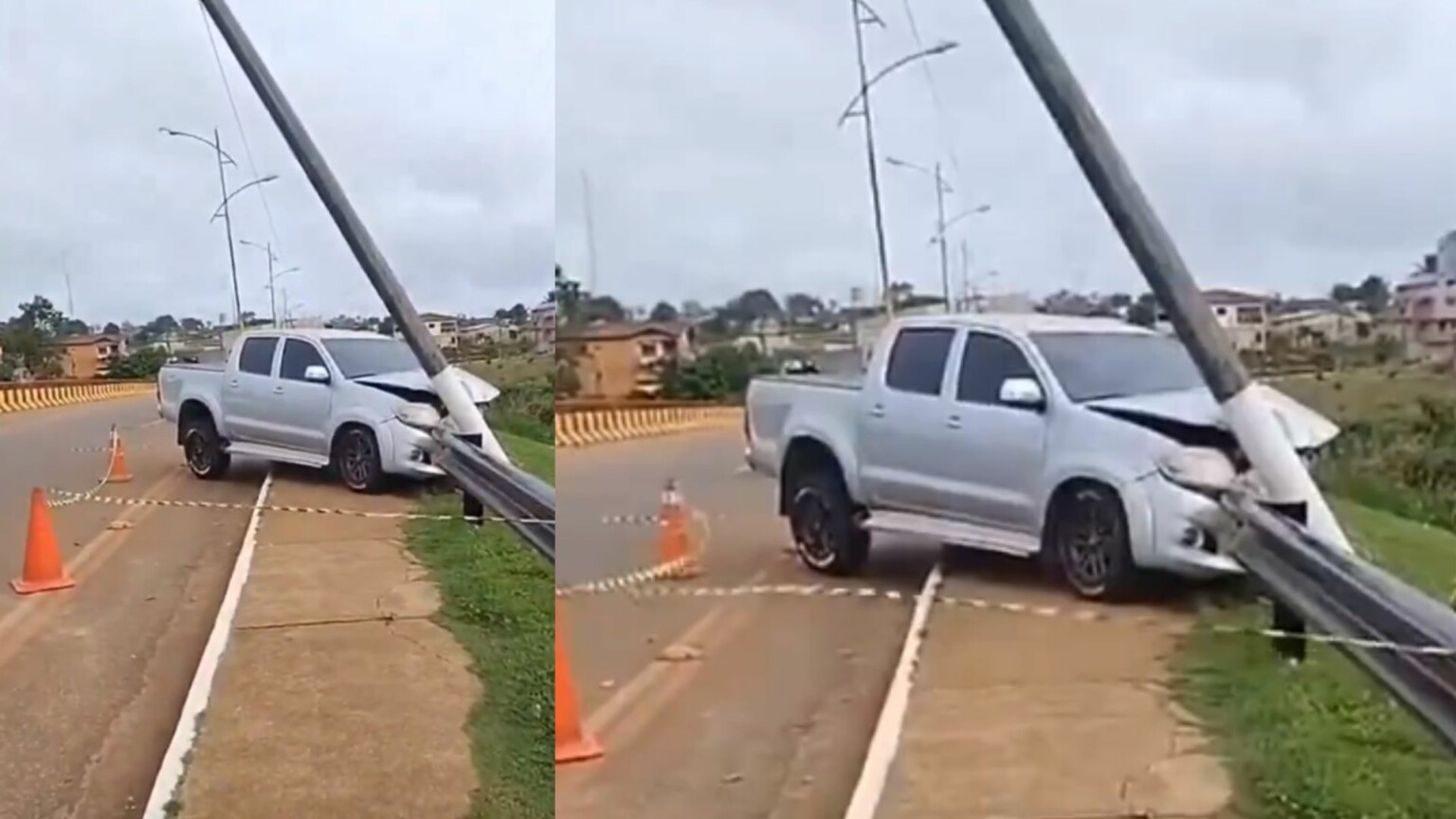 Motorista bate caminhonete contra poste após perder controle da direção no Pará