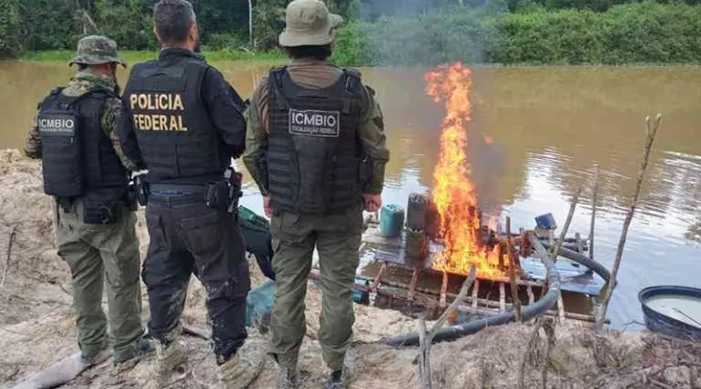 PF e ICMBio combatem garimpo ilegal de ouro em área de proteção ambiental