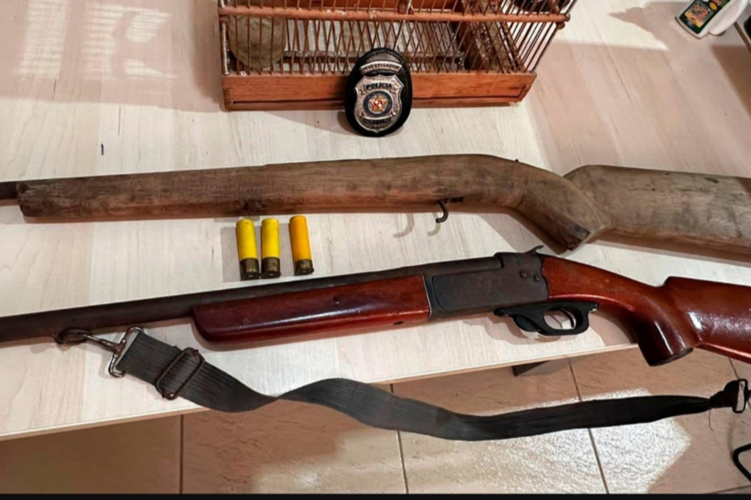 PC apreende armas, munições e um pássaro em Itupiranga